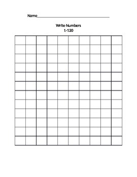 1st Grade Blank 1 to 120 grid chart