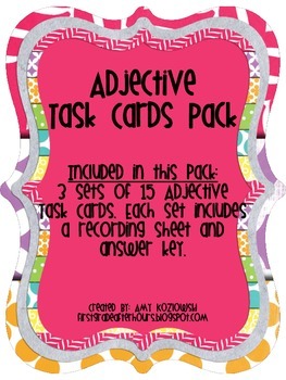 Adjective Task Cards Pack