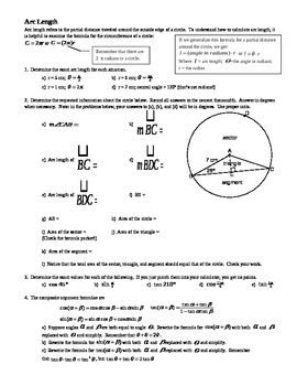 Arc Length, & review of Sectors, Segments, Radians, Degre