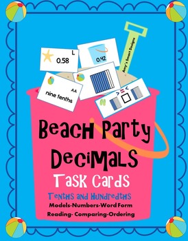Beach Party Decimal Task Cards