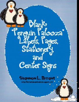 Blank Penguin Palooza Labels, Pages, Stationery, and Center Signs