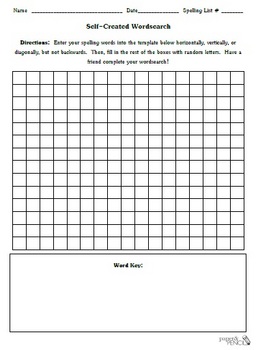 Blank Self-Created Word Search Template - Spelling  Vocabulary