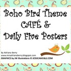 Boho birds Daily five & CAFE posters