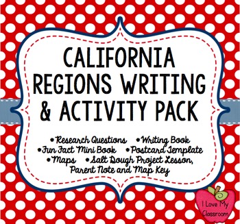 California Regions Research, Writing, Activity Pack