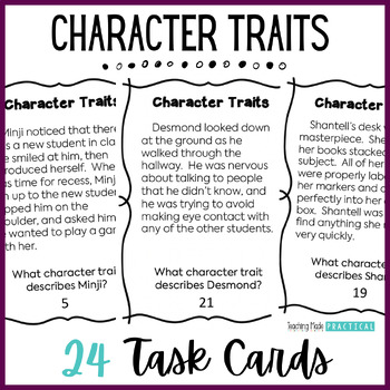 Character Traits:  24 Task Cards