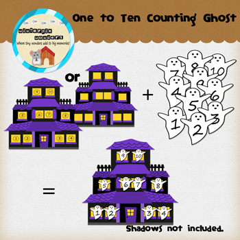 Clipart: Halloween Counting Ghost - Haunted House