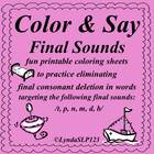 Color & Say: Final Sounds (articulation practice)