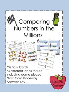 Comparing Numbers in the Millions Task Cards (Racing)
