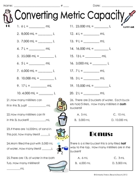 Converting Metric Capacity (liter, milliliter) WS