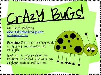 Crazy Bugs Sight Word Game (Dolch Pre-Primer)