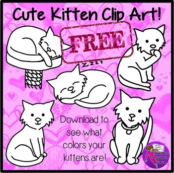 Cute Kitten Clip art *FREEBIE* (color & black line)