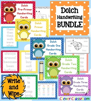 Dolch Handwriting BUNDLE Write and Wipe Center Cards
