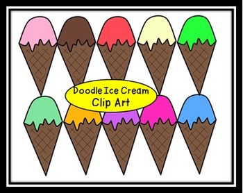 Doodle Ice Cream Cones Clip Art