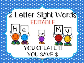 2 sight letter EDITABLE WORDS WORD  TeachersPayTeachers.com  two FOR worksheets LETTER word  WORK SIGHT