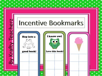 Elementary Incentive bookmarks in frog,owl and Ice cream