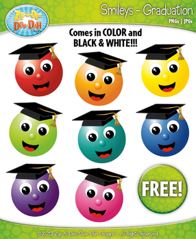FREE School Graduation Smiley Clipart Set Faces Emotions Clip Art Graphics