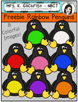 FREEBIE Rainbow Penguin Clipart Set - Commercial Use Okay!