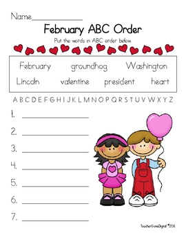 February Valentine ABC Order Fun