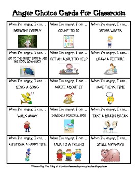 Free Anger Choice Cards for the Classroom - Choices for Wh