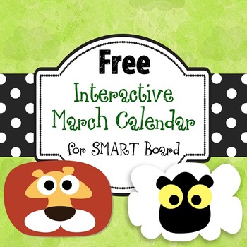 Free SMART Board March Calendar, 2014-1016, Student PDF