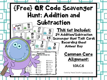 {Free} QR Code Addition and Subtraction Scavenger Hunt