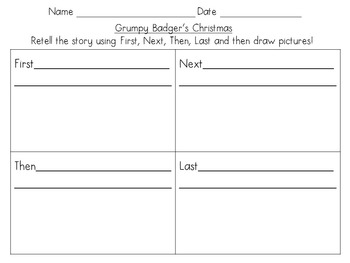 Grumpy Badger's Christmas Retell Sheet- FREEBIE