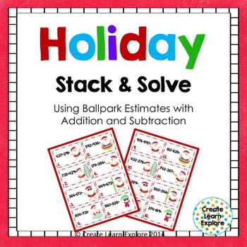 HOLIDAY FREEBIE Stack and Solve  Addition & Subtraction wi