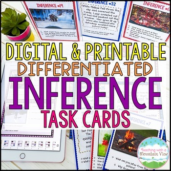 Inference Task Cards, Pictures and Text, Common Core Diffe