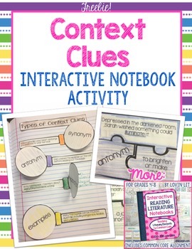 Interactive Reading Notebooks ~ FREE Bonus Lesson! Context Clues