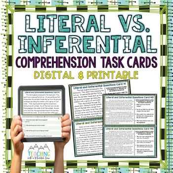 Literal Vs. Inferential Comprehension Task Cards { Inferen
