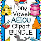 Long Vowel AEIOU Clipart BUNDLE- Color &amp; BW