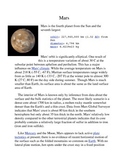 Mars Common Core Info Sheet and Activity