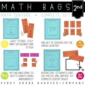 Math Bags for 2nd Grade THE COMPLETE SET (30+ Common Core 