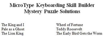 MicroType Keyboarding Skill Builder Mystery Puzzle Solutions