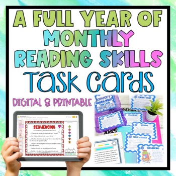 Monthly Reading Skills and Enrichment Task Cards FULL YEAR BUNDLE