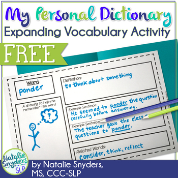 My Personal Dictionary: An Expanding Vocabulary Activity - Freebie