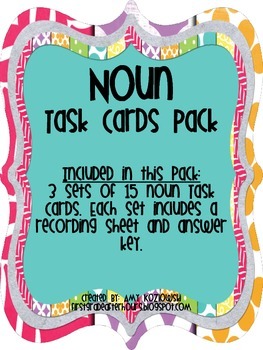 Noun Task Cards Pack