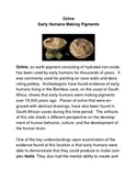 Ochre: Early Humans Making Pigments Common Core Activities