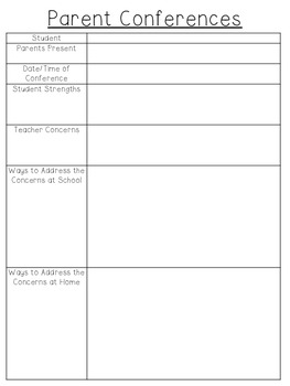 Parent Conference Template FREEBIE