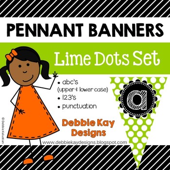 Pennant Banners Lime Dots Set
