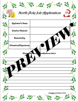 ... Writing - North Pole Job Application (Elf  Reindeer Needed