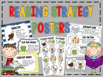 Reading Strategies Posters, Bookmarks, Labels, Student Car