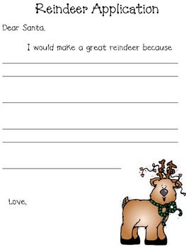 Reindeer Application FREEBIE