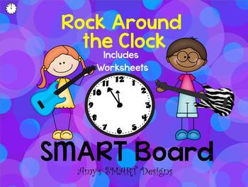 Telling Time: Rock Around the Clock SMART Board With Worksheets