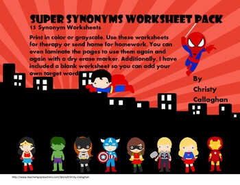 Super Synonyms Worksheets