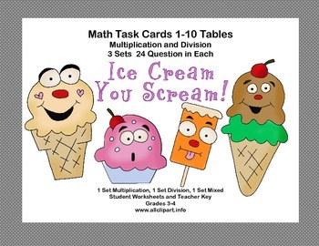 Task Cards for Multiplication and Division Practice Grade 