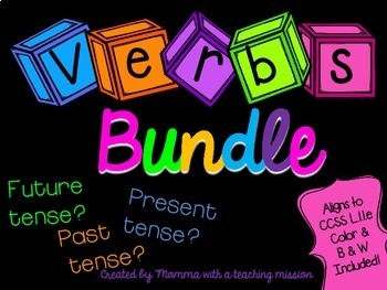 Verb Tense Bundle Literacy Centers L.1.1