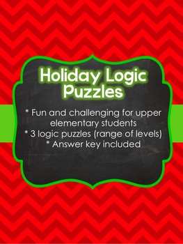 Holiday Theme Logic Puzzles (3 included)