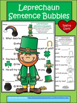 A+ Leprechaun: Fill In the Blank.Multiple Choice Sight Wor