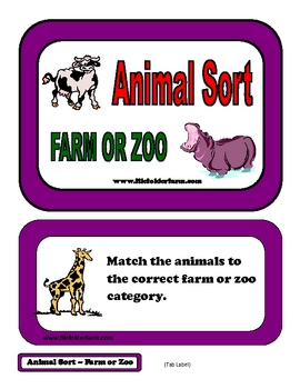 or farm Folder Farm Sort Game  novel Zoo Animal worksheets  animal